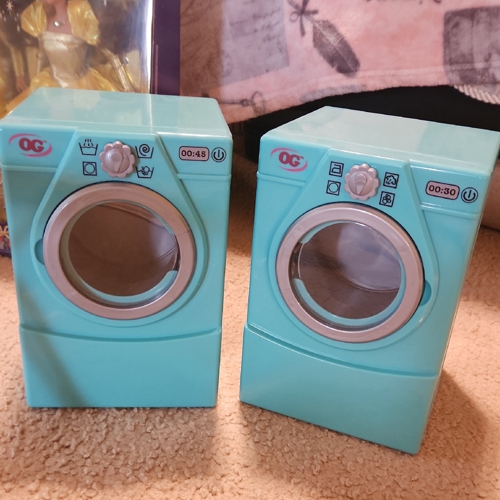 Blue Toy Washing Machine Set with Transparent Door